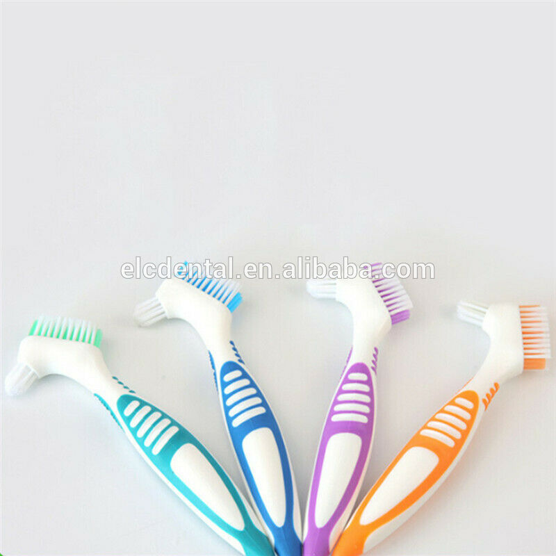 orthodontic New Denture Brush Easy Grip Handle Double Sided Toothbrush Coloured